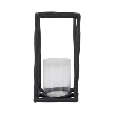 METAL, 12" OPEN SQUARE HURRICANE HOLDER, BLACK - Al Rugaib Furniture