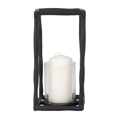 METAL, 12" OPEN SQUARE HURRICANE HOLDER, BLACK - Al Rugaib Furniture