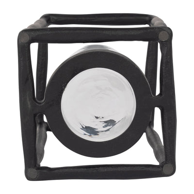 METAL, 12" OPEN SQUARE HURRICANE HOLDER, BLACK - Al Rugaib Furniture