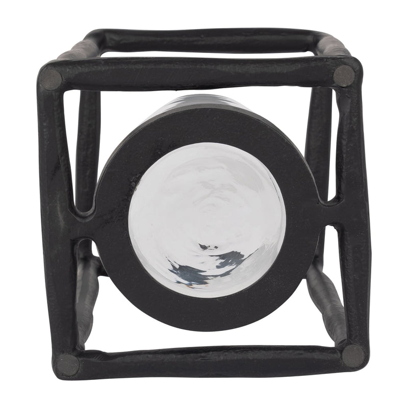 METAL, 12" OPEN SQUARE HURRICANE HOLDER, BLACK - Al Rugaib Furniture
