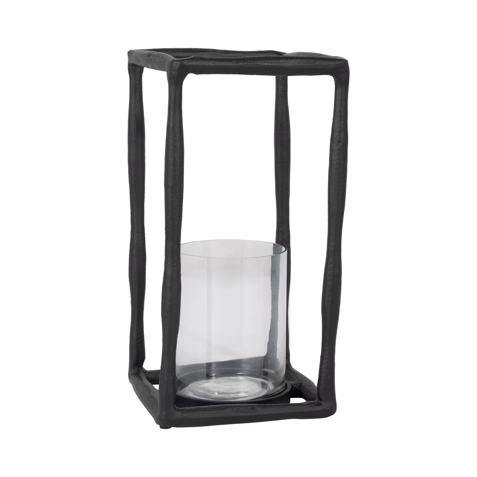 METAL, 12" OPEN SQUARE HURRICANE HOLDER, BLACK Table Decors| Sagebrook Home