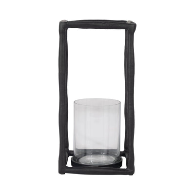 METAL, 12" OPEN SQUARE HURRICANE HOLDER, BLACK - Al Rugaib Furniture