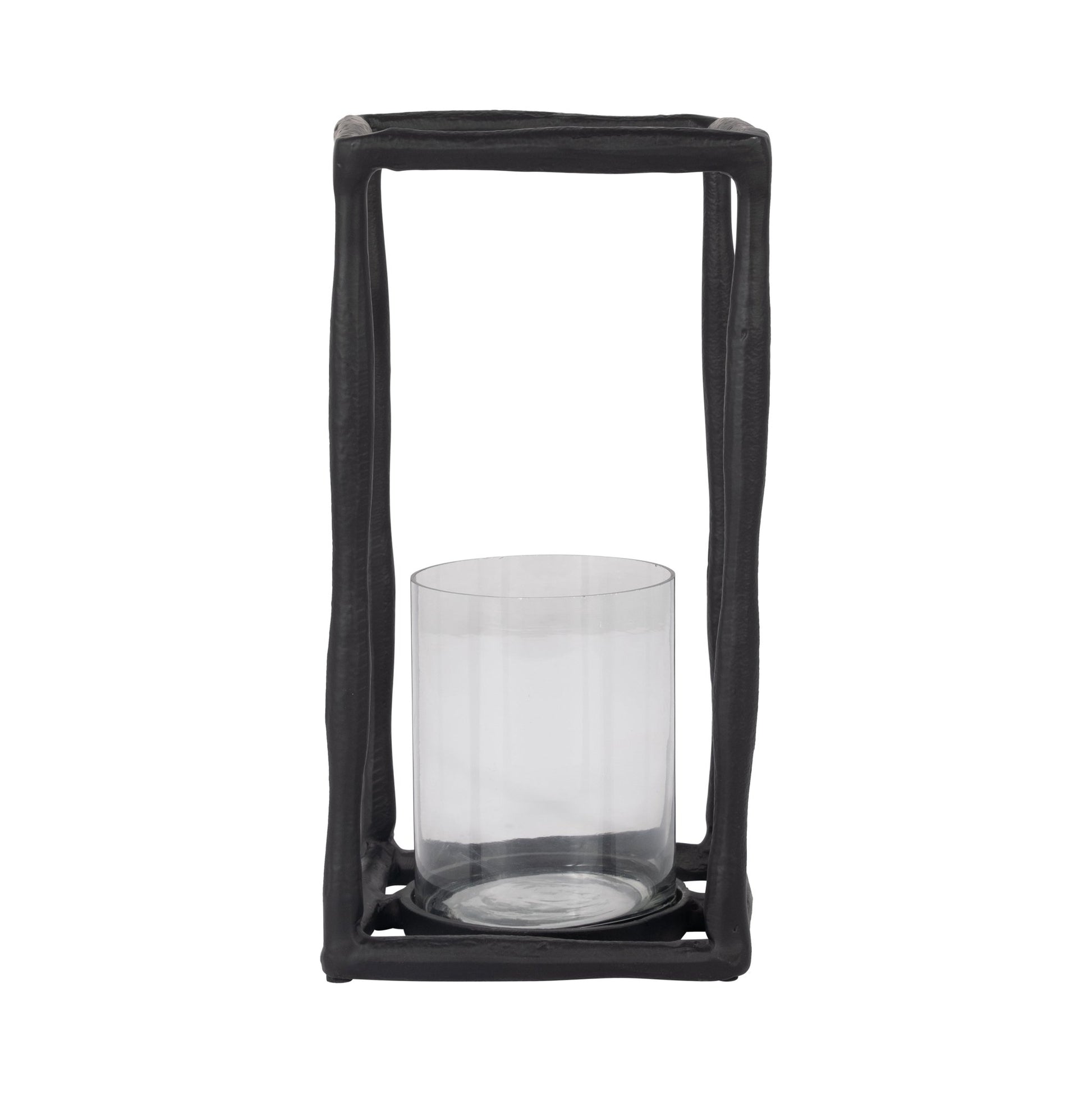 METAL, 12" OPEN SQUARE HURRICANE HOLDER, BLACK Table Decors| Sagebrook Home
