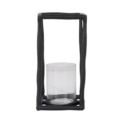 METAL, 12" OPEN SQUARE HURRICANE HOLDER, BLACK - Al Rugaib Furniture
