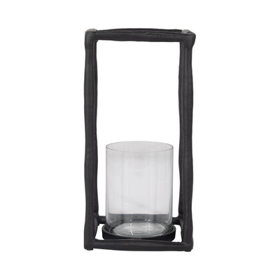 METAL, 12" OPEN SQUARE HURRICANE HOLDER, BLACK - Al Rugaib Furniture