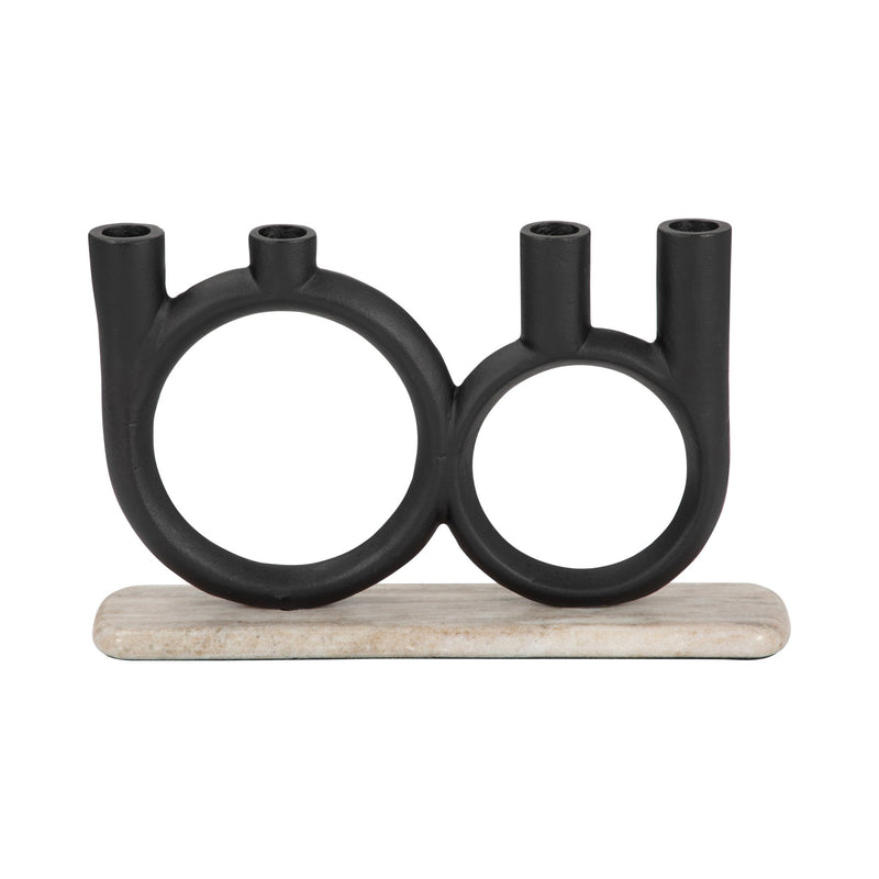 METAL, 13" 4 - TAPER CANDLEHOLDER ON MARBLE BASE, BL - Al Rugaib Furniture