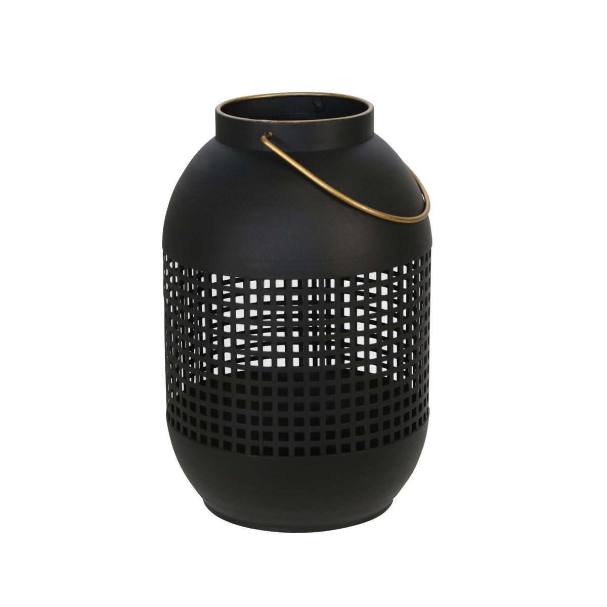 METAL 13" CAGE HURRICANE LANTERN, BLACK Candle Holders| Sagebrook Home