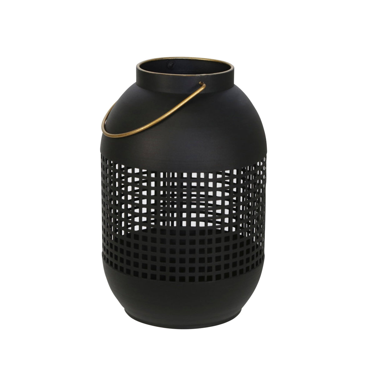 METAL 13" CAGE HURRICANE LANTERN, BLACK Candle Holders| Sagebrook Home