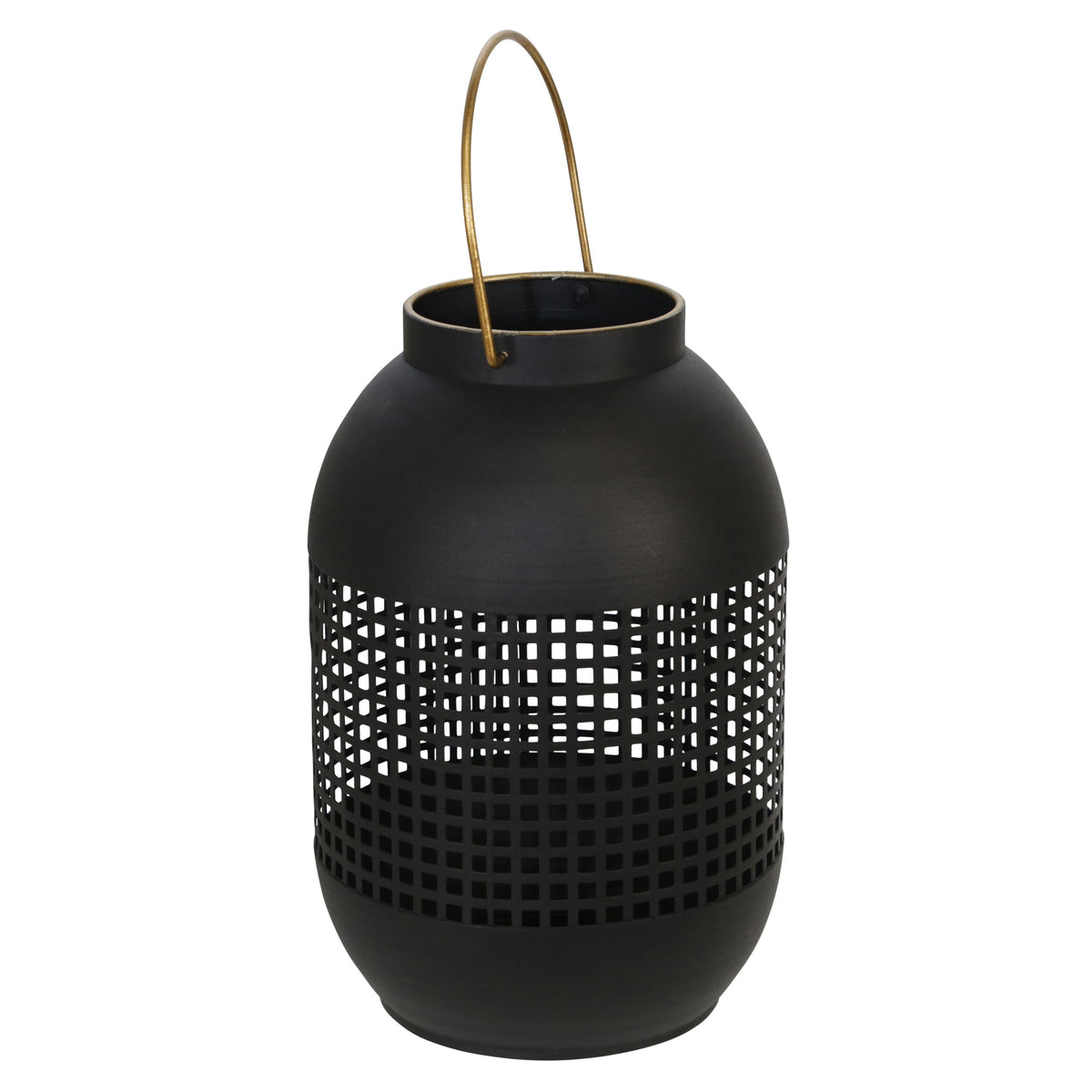 METAL 13" CAGE HURRICANE LANTERN, BLACK Candle Holders| Sagebrook Home