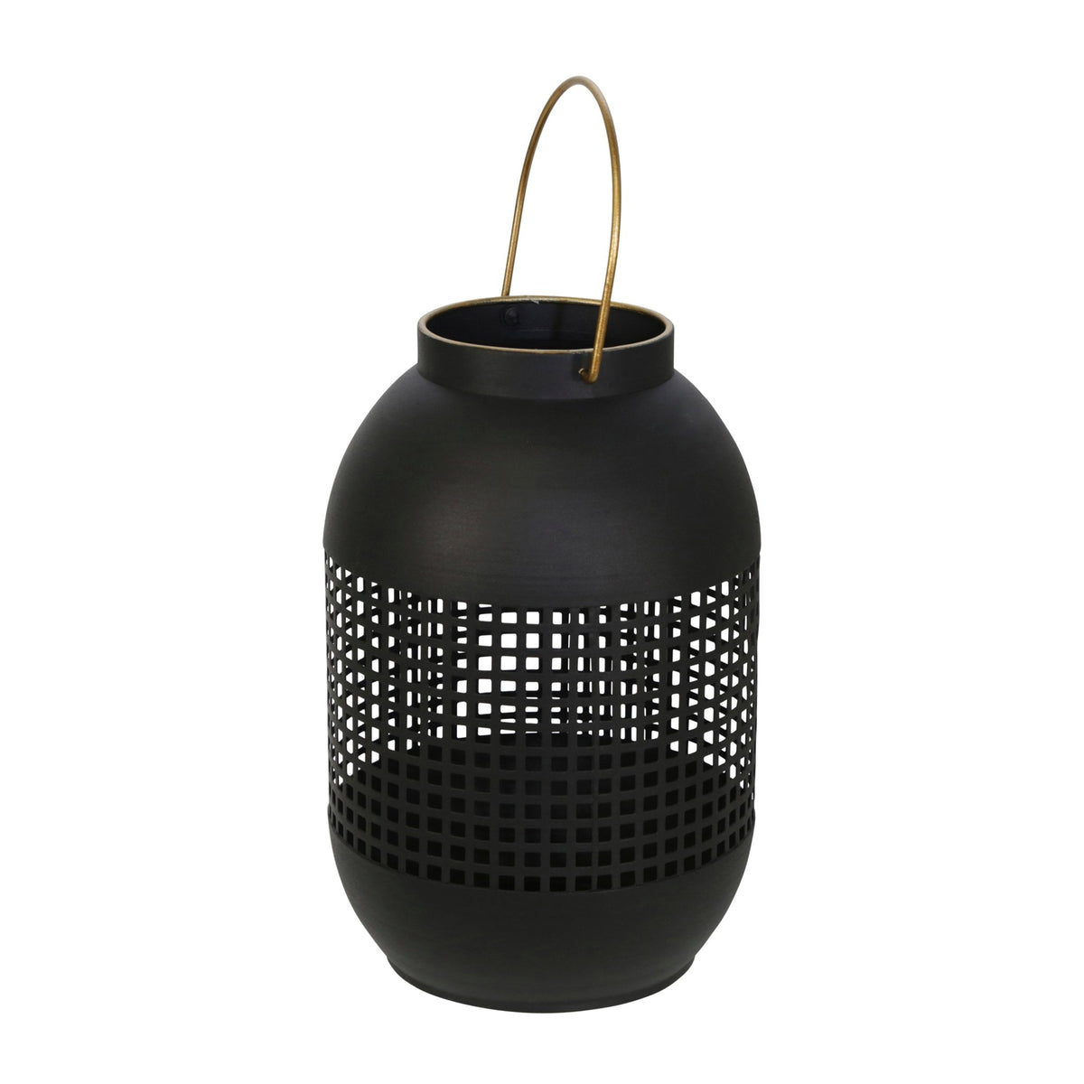 METAL 13" CAGE HURRICANE LANTERN, BLACK Candle Holders| Sagebrook Home