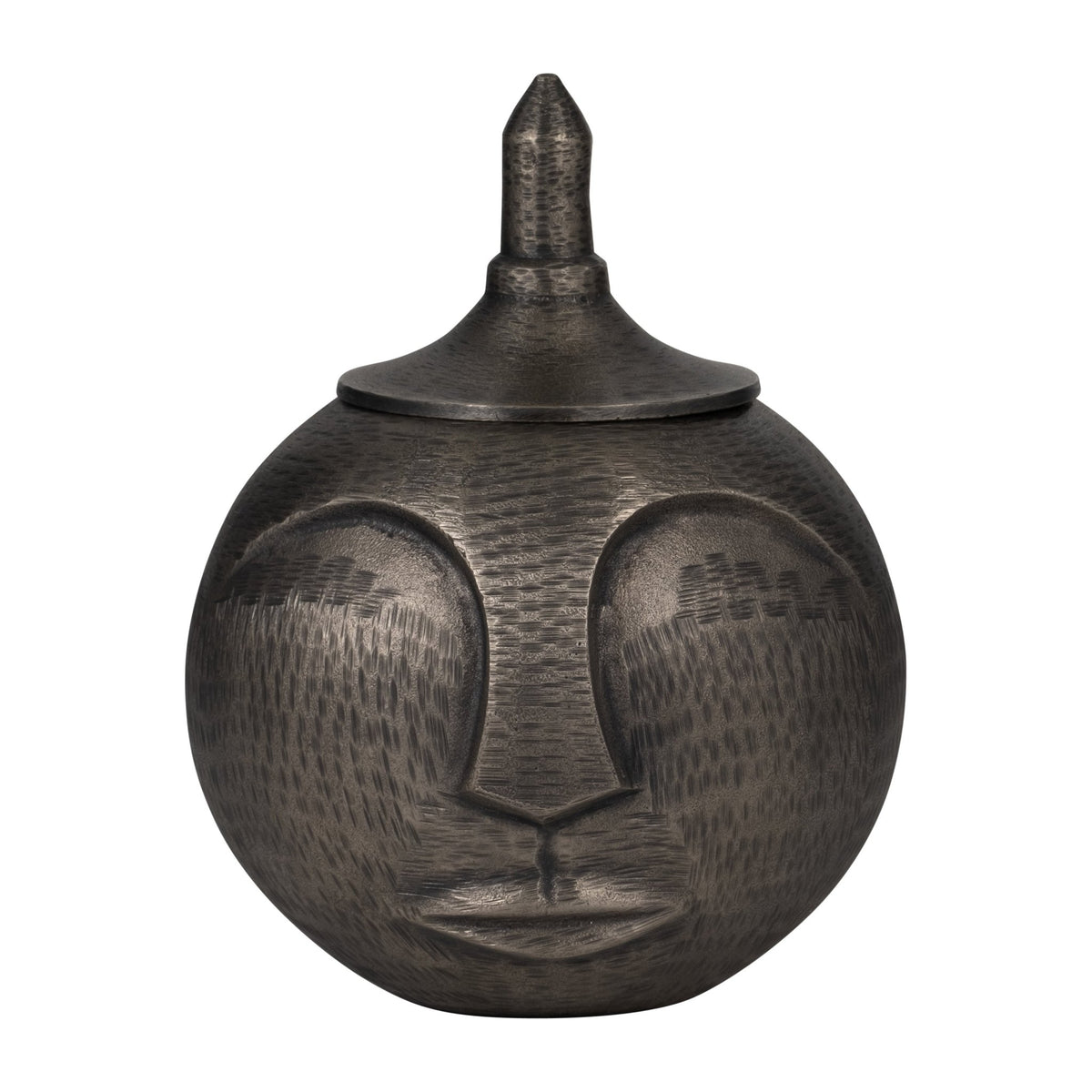 METAL, 13" FACE JAR WITH LID, GUNMETAL | Sagebrook Home
