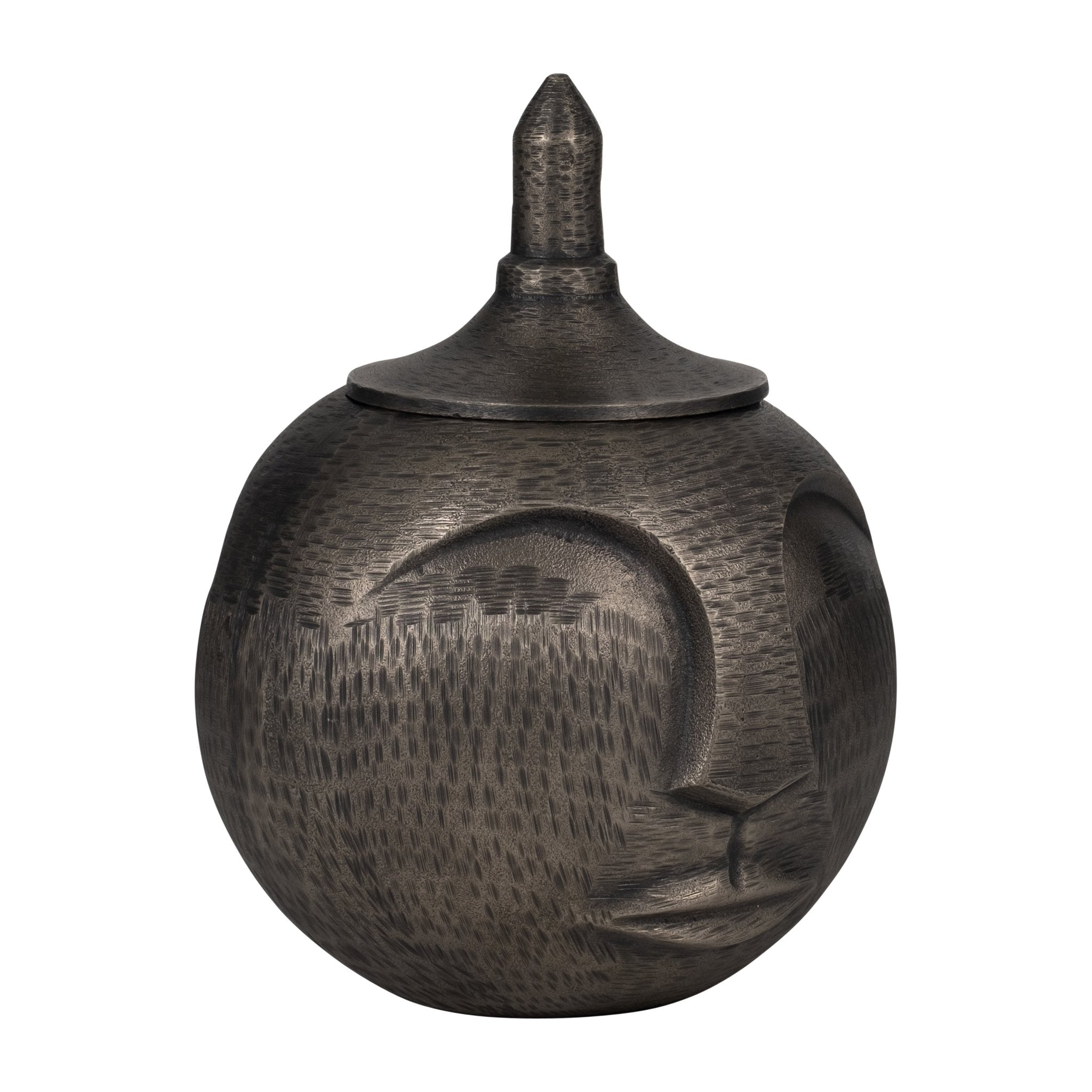 METAL, 13" FACE JAR WITH LID, GUNMETAL | Sagebrook Home