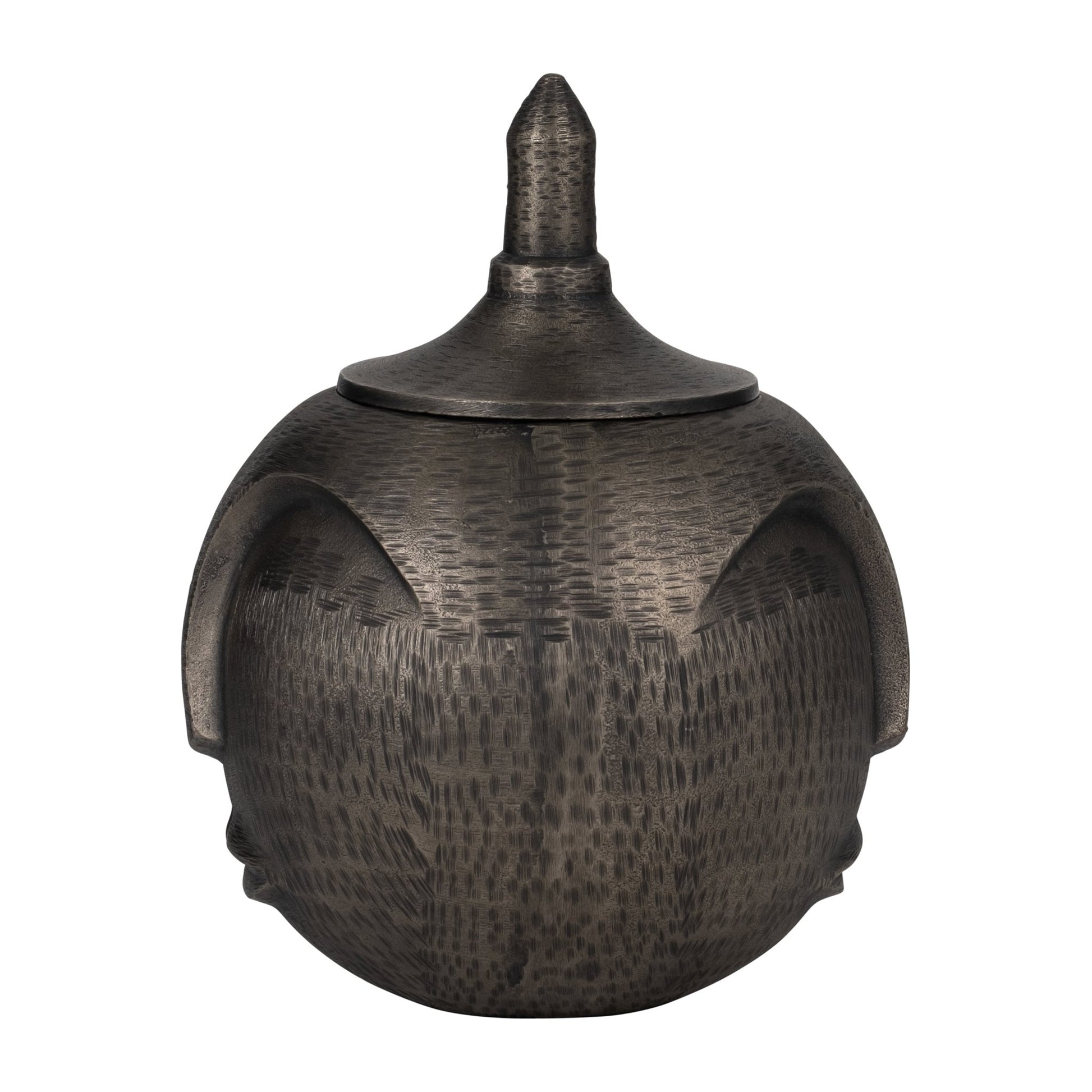 METAL, 13" FACE JAR WITH LID, GUNMETAL | Sagebrook Home