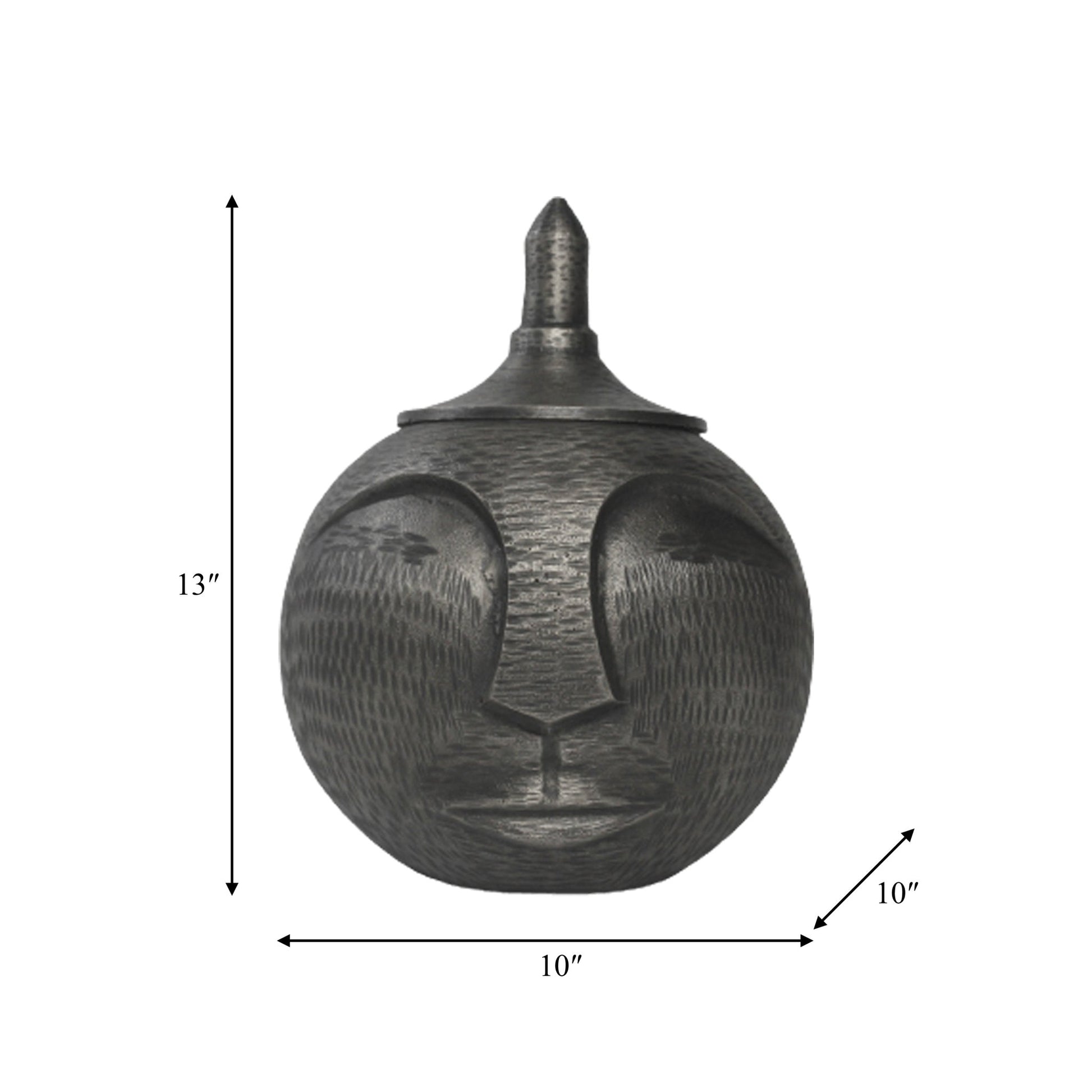 METAL, 13" FACE JAR WITH LID, GUNMETAL | Sagebrook Home