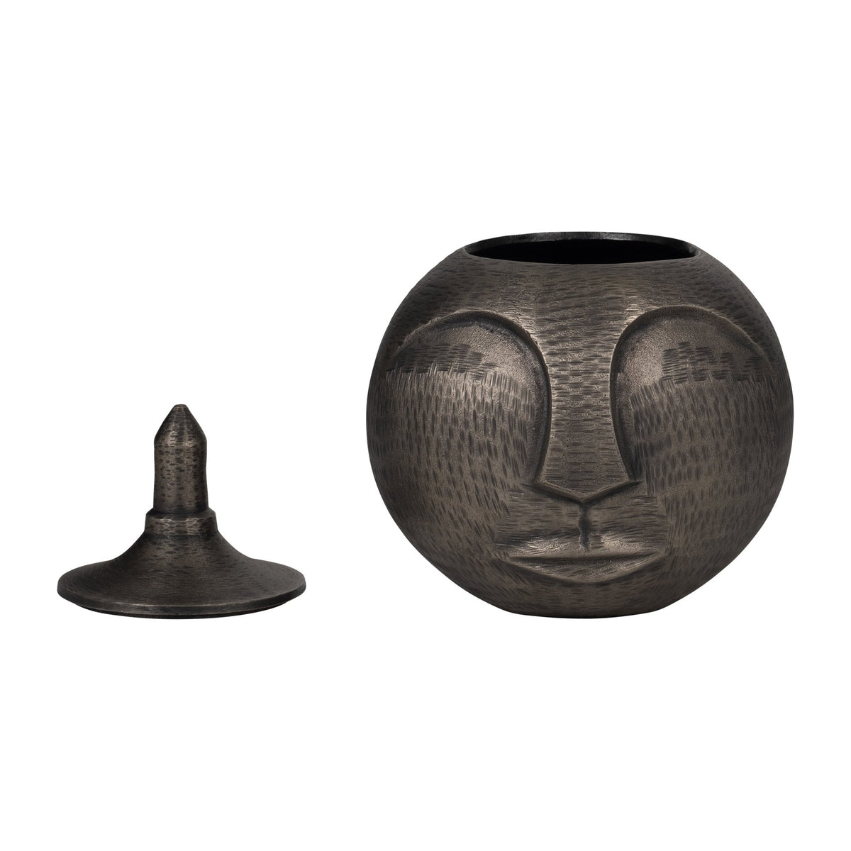 METAL, 13" FACE JAR WITH LID, GUNMETAL | Sagebrook Home