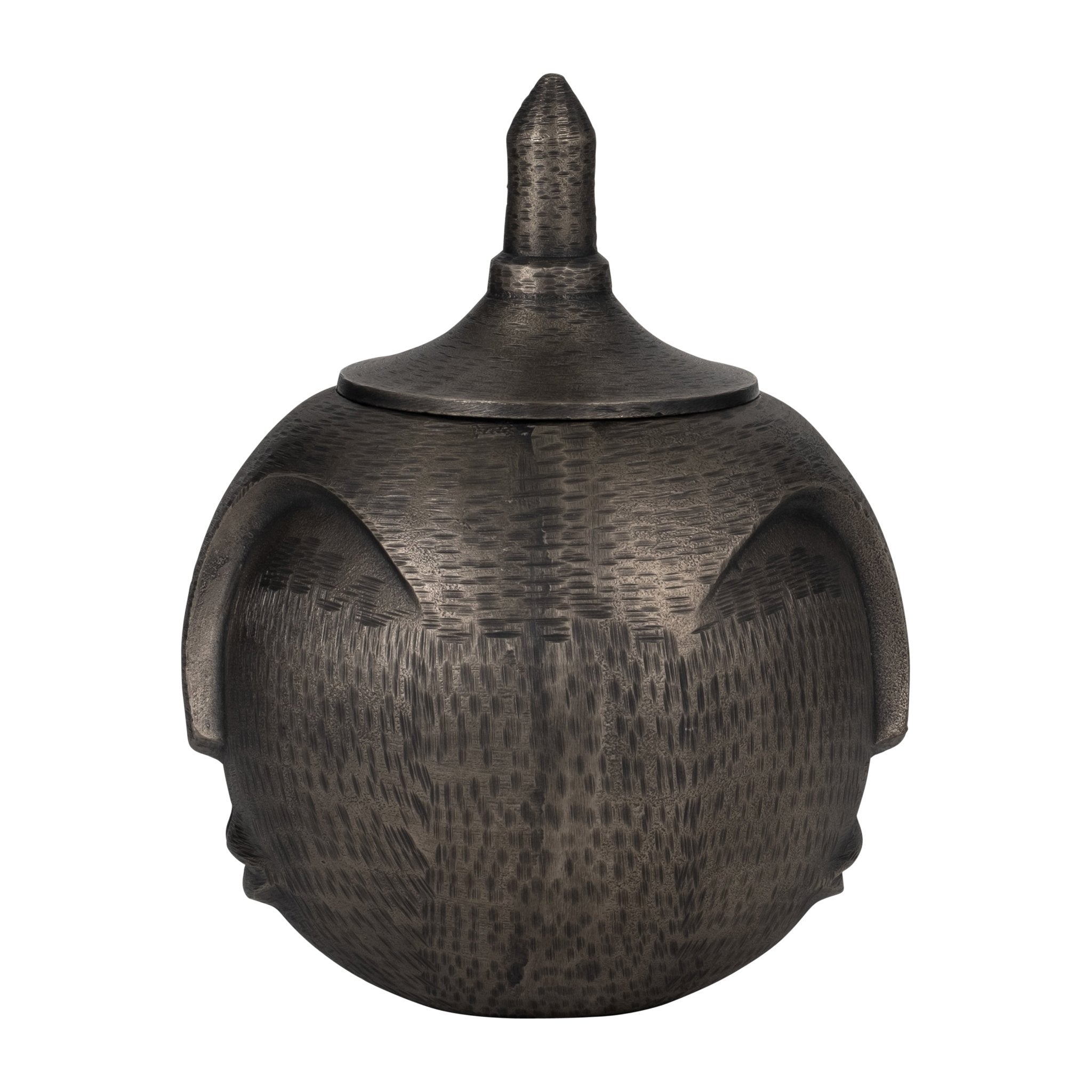 METAL, 13" FACE JAR WITH LID, GUNMETAL | Sagebrook Home
