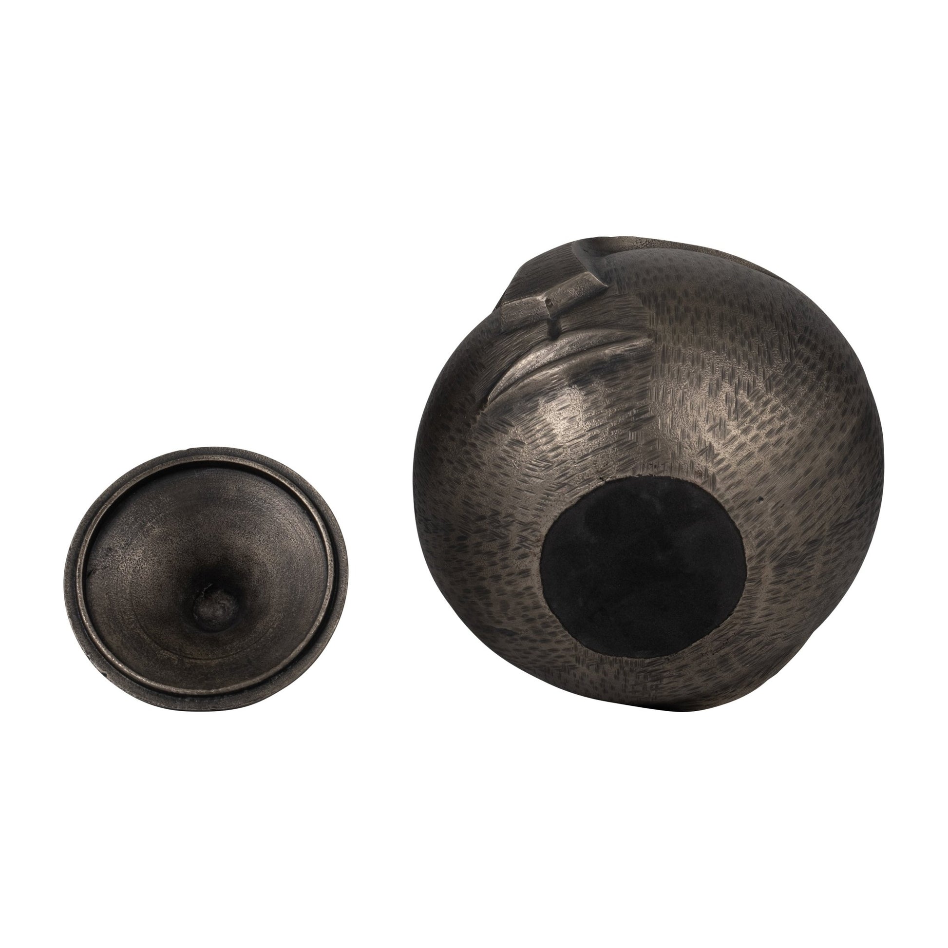 METAL, 13" FACE JAR WITH LID, GUNMETAL | Sagebrook Home