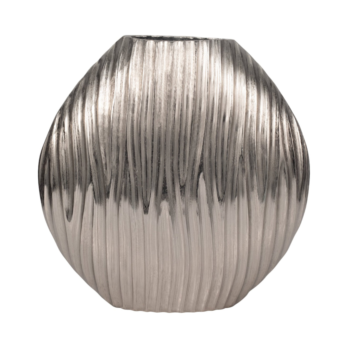 Metal, 13" Forli Medium Silver Vase Vases and Jars| Sagebrook Home