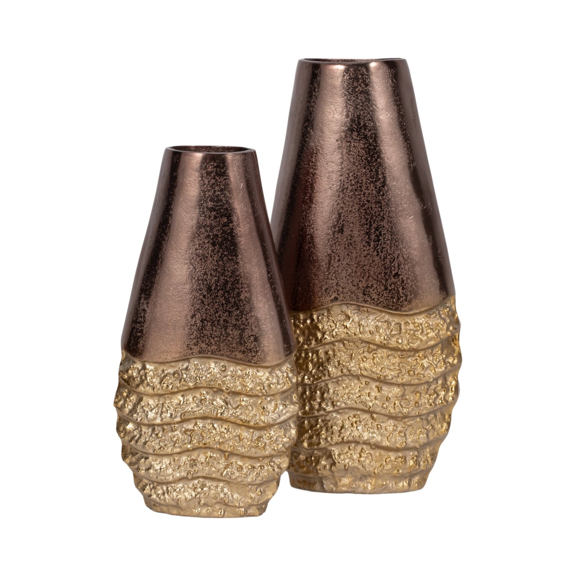 Metal, 13" Ridged Tall Vase, Black/gold Vases and Jars| Sagebrook Home