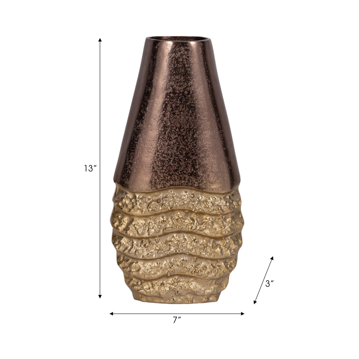 Metal, 13" Ridged Tall Vase, Black/gold Vases and Jars| Sagebrook Home