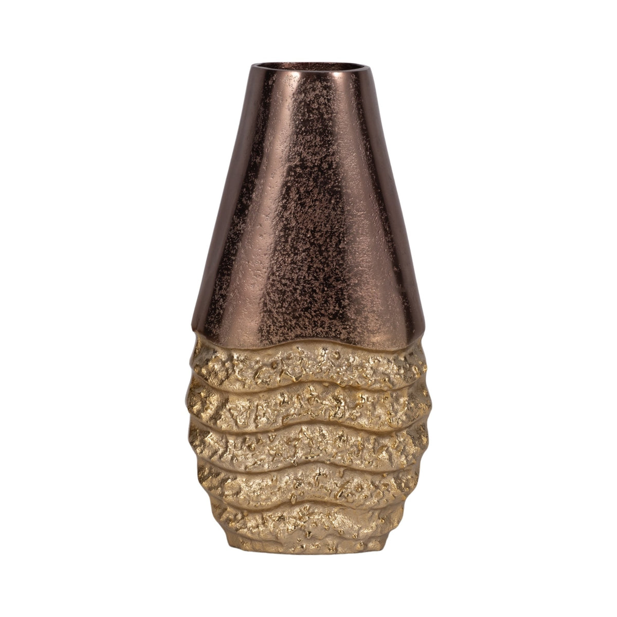 Metal, 13" Ridged Tall Vase, Black/gold Vases and Jars| Sagebrook Home