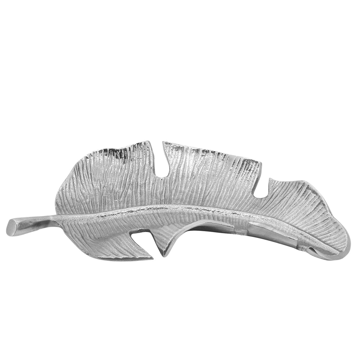 METAL, 13" TROPICAL LEAF TRAY, SILVER Tray| Sagebrook Home