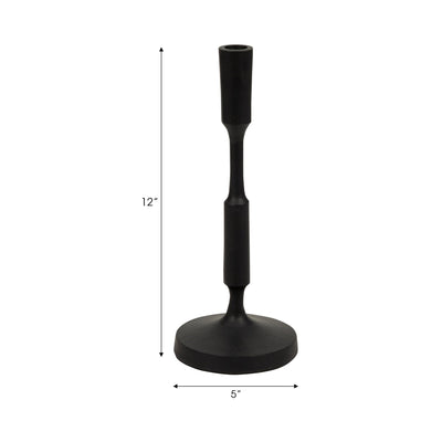 METAL, 13"H TAPER CANDLE HOLDER, BLACK - Al Rugaib Furniture