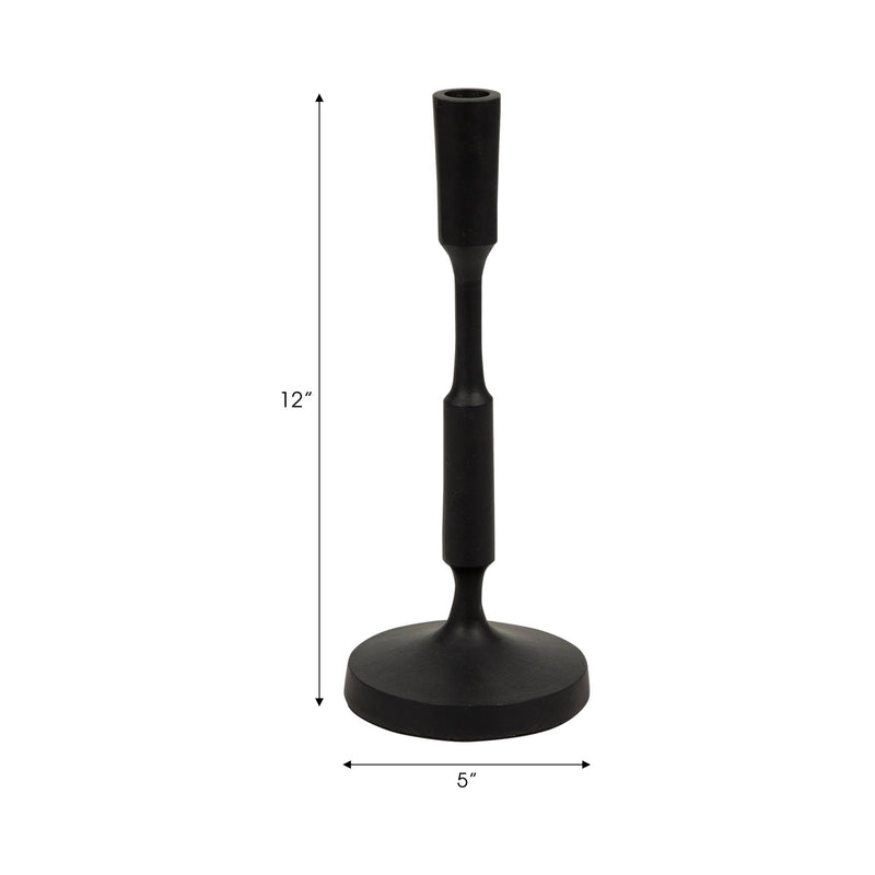 METAL, 13"H TAPER CANDLE HOLDER, BLACK - Al Rugaib Furniture
