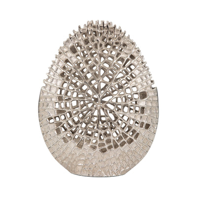 METAL, 14" CONTEMPORARY VASE, SILVER - Al Rugaib Furniture