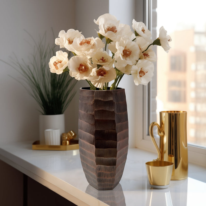 Metal, 14" Friston Large Bronze Vase - Al Rugaib Furniture