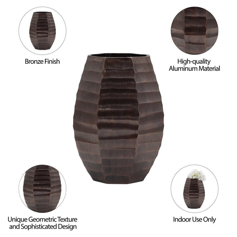 Metal, 14" Friston Large Bronze Vase - Al Rugaib Furniture