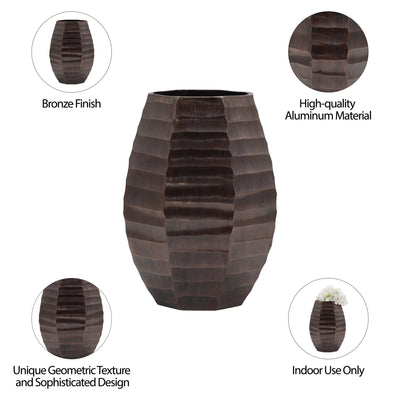 Metal, 14" Friston Large Bronze Vase - Al Rugaib Furniture