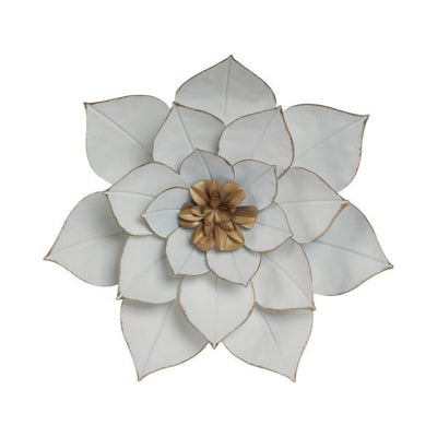 METAL 14" LOTUS WALL DECO, WHITE/GOLD - Al Rugaib Furniture