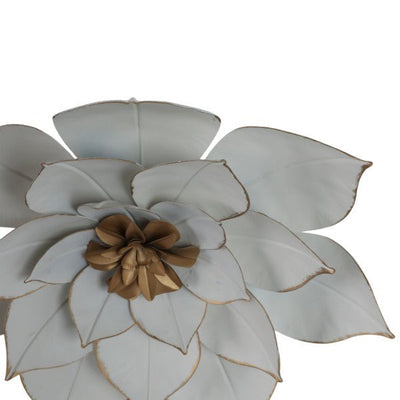 METAL 14" LOTUS WALL DECO, WHITE/GOLD - Al Rugaib Furniture
