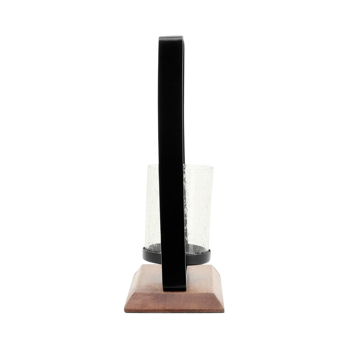 Metal, 14"H Hurricane W/ Wood Base, Black Candle Holders| Sagebrook Home