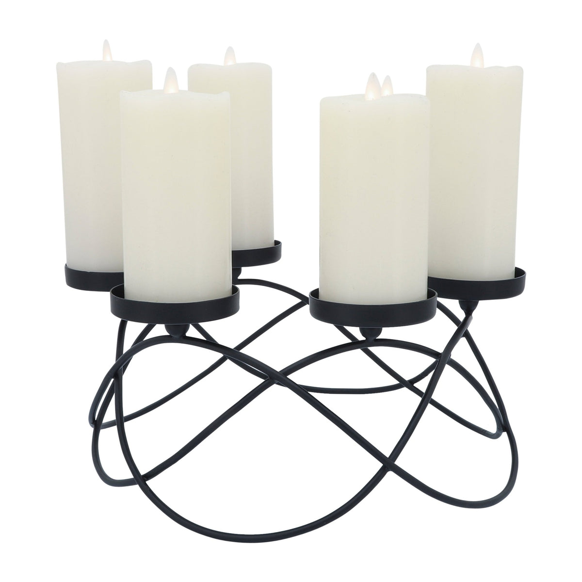 METAL, 14"L 6-PILLAR HOLDERS, BLACK Candle Holders| Sagebrook Home