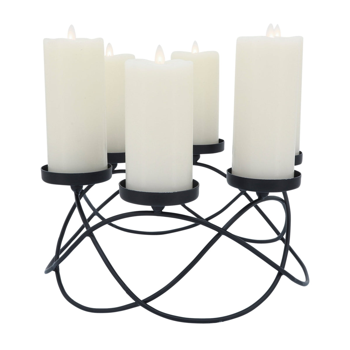 METAL, 14"L 6-PILLAR HOLDERS, BLACK Candle Holders| Sagebrook Home