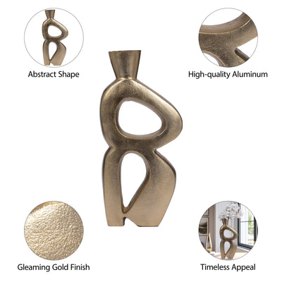 Metal, 15" Abstract Vase, Gold - Al Rugaib Furniture