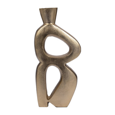 Metal, 15" Abstract Vase, Gold - Al Rugaib Furniture