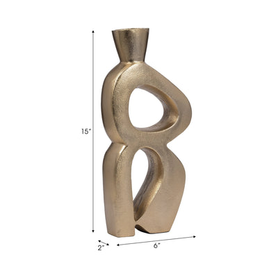 Metal, 15" Abstract Vase, Gold - Al Rugaib Furniture