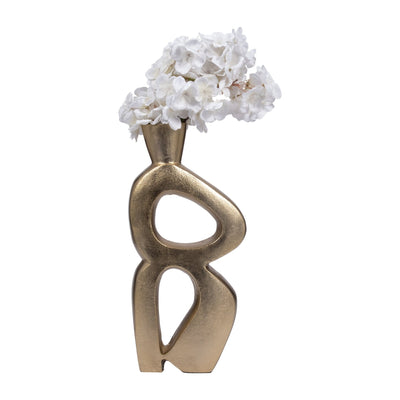 Metal, 15" Abstract Vase, Gold - Al Rugaib Furniture