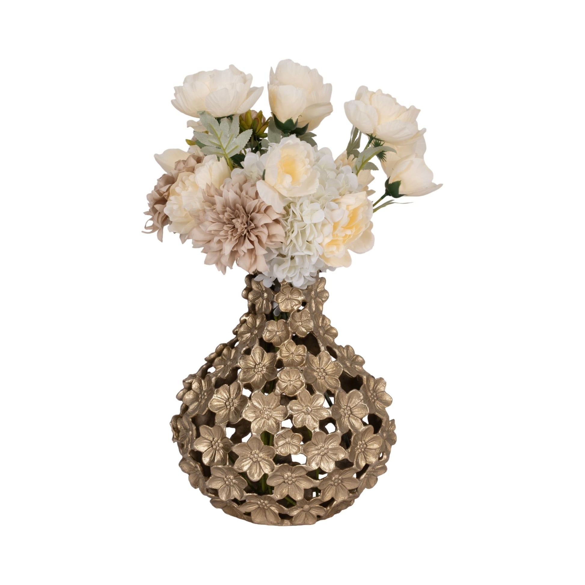 Metal, 15" Cut-out Flower Vase, Champagne Vases and Jars| Sagebrook Home