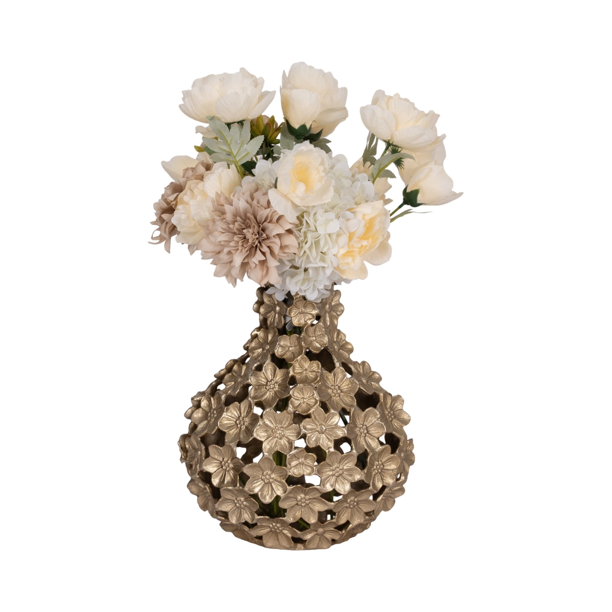 Metal, 15" Cut-out Flower Vase, Champagne Vases and Jars| Sagebrook Home