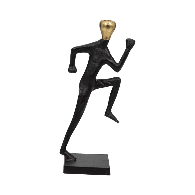 Metal, 15" Running Man Taper Candle Holder, Gold/b - Al Rugaib Furniture