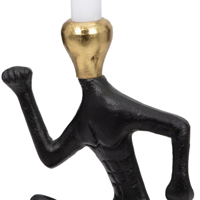 Metal, 15" Running Man Taper Candle Holder, Gold/b - Al Rugaib Furniture