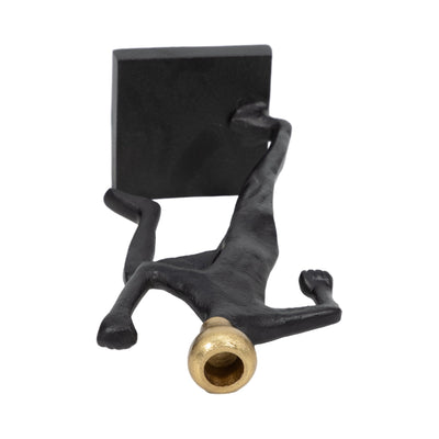 Metal, 15" Running Man Taper Candle Holder, Gold/b - Al Rugaib Furniture