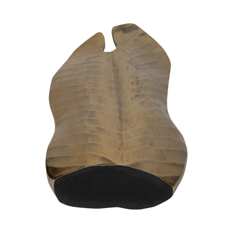 Metal, 16" Botanic Tall Leaf Vase, Gold - Al Rugaib Furniture