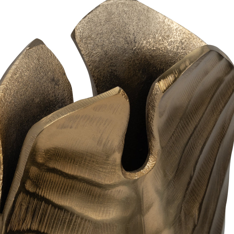 Metal, 16" Botanic Tall Leaf Vase, Gold - Al Rugaib Furniture