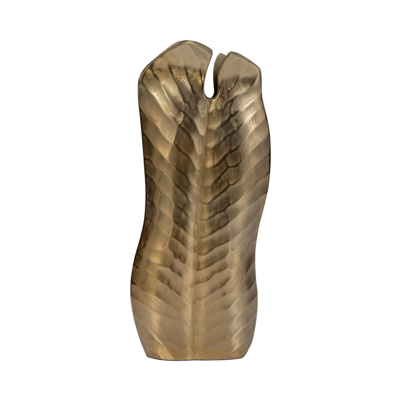 Metal, 16" Botanic Tall Leaf Vase, Gold - Al Rugaib Furniture