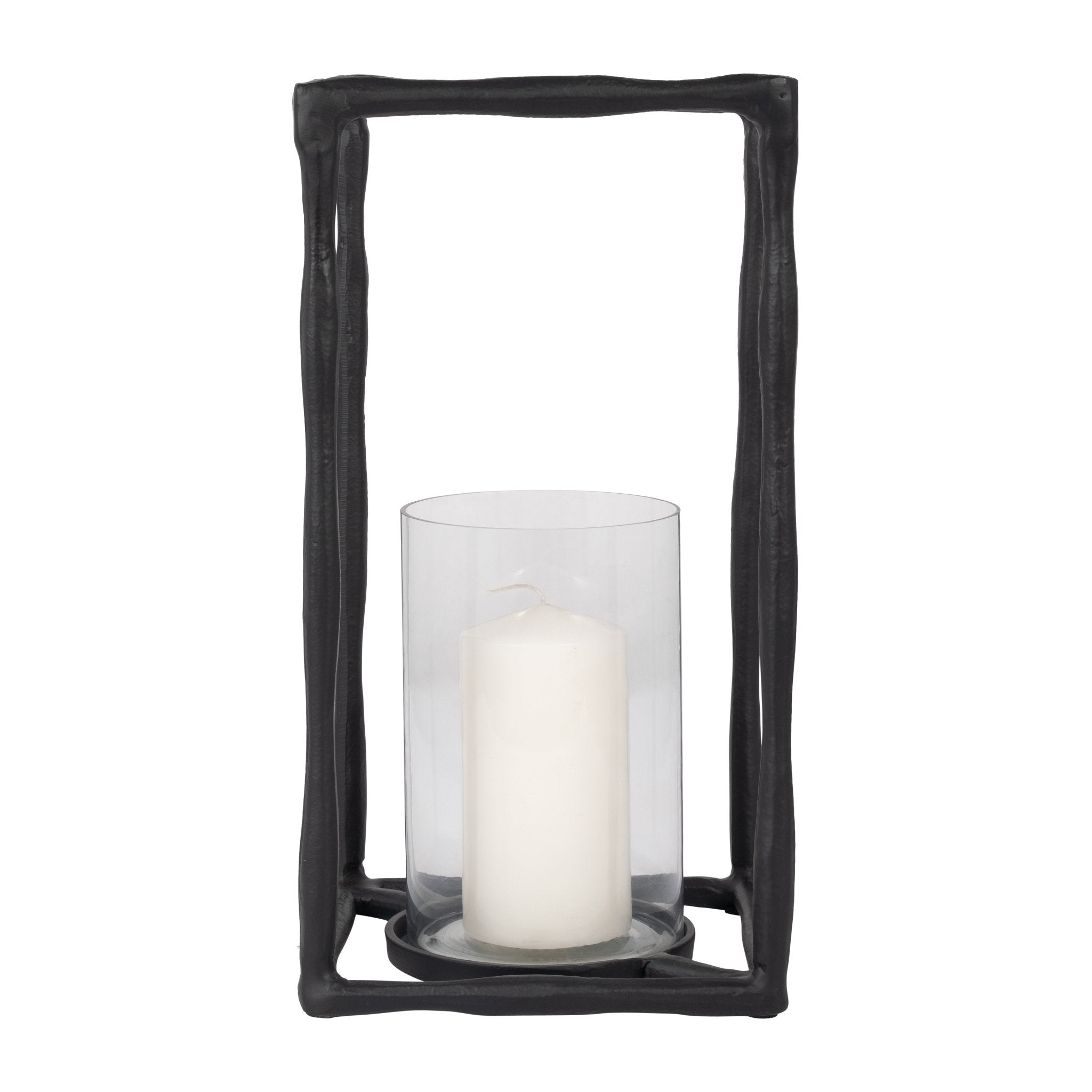 METAL, 16" OPEN SQUARE HURRICANE HOLDER, BLACK Table Decors| Sagebrook Home